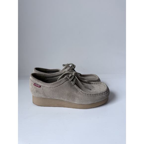 Clarks Womens Padmora Wallabee Low Tan Beige Suede Leather Comfort Shoes 7 M - Picture 3 of 8